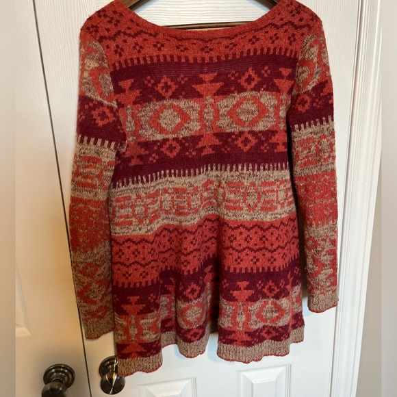 Free People Alpaca Wool Blend V-neck Aztec Boho Sweater Sz XS - Picture 2 of 12